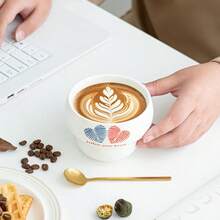 1pc Couple Heart Ceramic Coffee Mug, High Quality Hand-Painted Design Latte Cup, Suitable For Daily Use - Multicolor - View 3