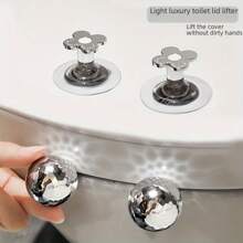 2pcs/Set Flower Toilet Cover Lifter Adhesive Toilet Seat Handle Lifting Device Non-Dirty Hand Toilet Lid Lift The Lid Device