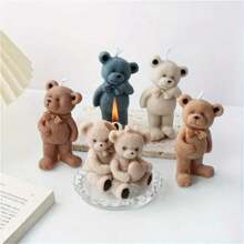 3D Teddy Bear Silicone Candle Mold Animal Cute Couple Bears Epoxy Resin Mould Home Decor Soap Making Tools Romantic Wedding Gift