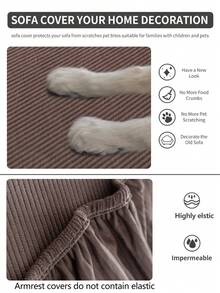 1pc Stretch Sofa Cover, Non-Slip Full Coverage Sofa Seat Cover, All Season Universal Sofa Cushion Cover, Fabric Thickened Sofa Blanket, Machine Washable, Dust-Proof, Pet-Friendly, Home Decor, Adjustable For Corner Sofa, Bedroom, Office, Living Room 1/2/3/4 Seater - Dark Brown - View 10