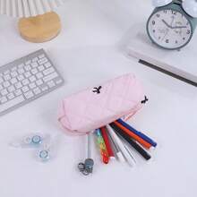1pc Cute Bow Pencil Case, Large Capacity Student Stationery Organizer Bag, Fashionable Design,Back To School,School Supplies,Pencil Pouch,School Bag
