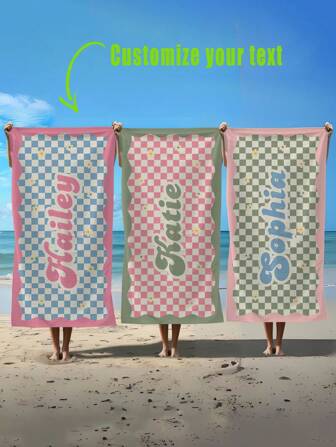 Aanpasbare strandhanddoek met naam, gepersonaliseerde badhanddoek met tekst, badhanddoek voor volwassenen, badjas voor kinderen, vakantiecadeau, vakantie, surfen, strandhanddoek, herdenkingscadeau voor bruidspaar, Valentijnsdag/verjaardagscadeau strand, zwembad, badbenodigdheden badkamerdecoratie, strandmodus op strandbenodigdheden, aangepast, gepersonaliseerd, uniek, ideale cadeaus voor hem, voor jubilea, voor Valentijnsdag, voor Moederdag, voor bruiloften, voor housewarming, vakantiegevoel