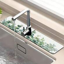 1 件叶子水龙头垫，适用于厨房和浴室水槽的聚酯纤维防潮防滑排水垫，水龙头吸盘垫，适用于浴室台面的干燥垫，厨房和浴室台面配件 - 彩色 - 查看 7