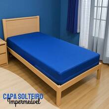 Capa Colchão Zíper Impermeável Hospitalar Solteiro Varias Medidas - Azul 88x188x14 - 88x188x14 - Visão 2
