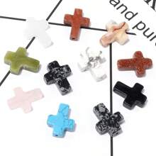 paquete de 5 abalorios cruzados de piedra natural, cuentas de piedra de 12*16mm, accesorios DIY de joyería, decoración de pulseras para el verano