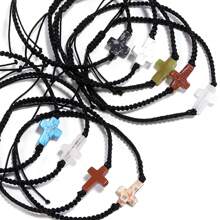 paquete de 5 abalorios cruzados de piedra natural, cuentas de piedra de 12*16mm, accesorios DIY de joyería, decoración de pulseras para el verano