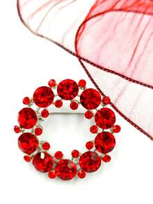 Shiny Zinc Alloy Lapel Pin, Unisex Versatile Red Round Brooch - Red - View 6