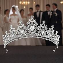 1 件新娘女王白色头饰发饰表演走秀合金钻石头饰礼服配饰 - 彩色 - 查看 1