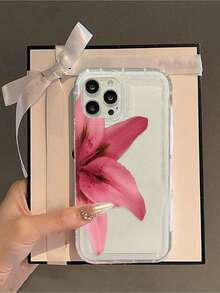 Funda para teléfono Funda transparente con estampado de lirio realista Compatible con funda para teléfono Envío aleatorio con agujeros grandes y pequeños 1 pieza - Multicolor - Ver 3