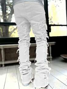 Set de 2 pantalones vaqueros de hombre con corte slim, de diseño creativo y con múltiples capas
