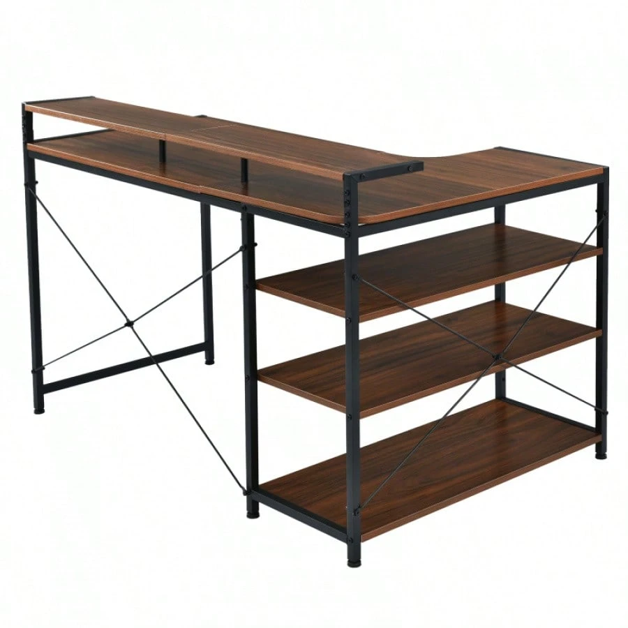 人気商品改良タイプ】【ブラウン】パソコンデスク L字 120cm 良い 3段