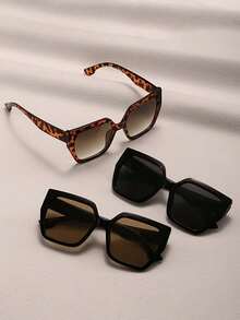 3pcs/1pc Special-Shaped Large Frame Cat-Eye Girl Decoration Items Three Pairs Of Combination Sets Simple And Elegant - Suitable For Beach Vacation Clothing Decoration Street Retro