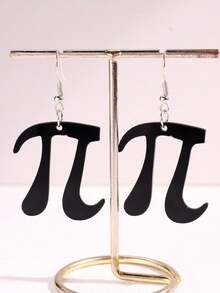 1 par de aretes de diseño del símbolo matemático 'Pi' en color negro, regalo de joyería de moda para maestros de matemáticas - Multicolor - Ver 2
