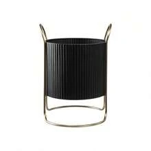 Black Outdoor Metal Planter With Gold Stand 15 Inch Tall X 11.8 Inch Wide - default - View 8