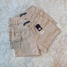 Women's Blue And Gray Cargo Denim Shorts  2025 - Màu be - Xem 2