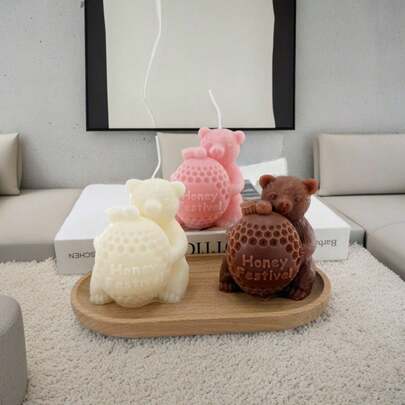 1pc Honey Bear Shaped Scented Candle, Party Gifts, Birthday Gifts, Wedding Gifts, Animal Shaped Candle, Fragrant Even Unlit