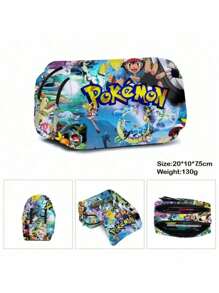 Bolsa de lápices con estampado completo de Pokémon, de doble capa con solapa, para lápices, labiales, brochas, productos de cuidado de la piel, teléfonos móviles, monedas, artículos pequeños, para el hogar, regalos, vacaciones y festivales como Halloween y Navidad. Bolsa multifuncional para la escuela y accesorios escolares.