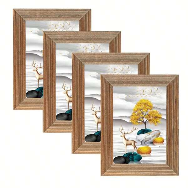 Conjunto de quadros, pintura decorativa retrô, quadro decorativo pendurado de veado dourado, grão de madeira cinza antigo envelhecido, adequado para exibição de mesa e suspensão de parede, decoração de casa, decoração de quarto, presente de formatura empresarial, presente de dia dos pais, decoração de madeira
