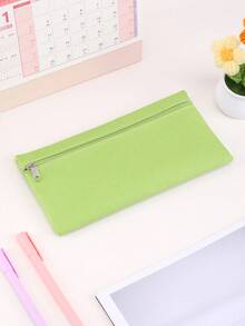 1pc Solid Colour Embroidered Text Pencil Case,Tote Bag For Brushes, Travel Toiletry Bag, Makeup Bag,Large Capacity Cosmetic Bag,Dorm Room Supplies,Essential School Supplies For The Back-To-School Season, Gifts For Friends Back To School,Creative Gift For Thanksgiving, Christmas, Birthday Halloween Decoration Back To School