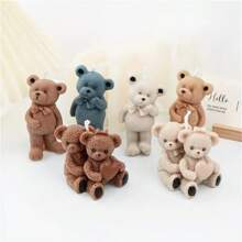 3D Teddy Bear Silicone Candle Mold Animal Cute Couple Bears Epoxy Resin Mould Home Decor Soap Making Tools Romantic Wedding Gift