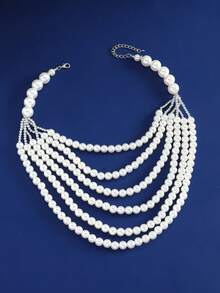 1pc Multi-Layer Luxury Pearl Necklace Pendant, Suitable For Ladies - Gold - View 3