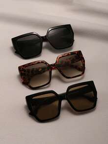 3pcs/1pc Special-Shaped Large Frame Cat-Eye Girl Decoration Items Three Pairs Of Combination Sets Simple And Elegant - Suitable For Beach Vacation Clothing Decoration Street Retro