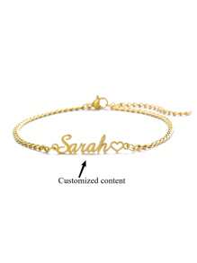 Customized Girl's Personalized Name Bracelet, Stainless Steel Nameplate Accessory Bracelet And Anklet, Fashion, Colorful, Retro, Simple, Customized Personalized, Unique, Ideal Gift