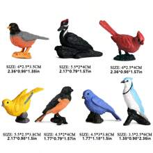 7 pièces Figurines d'oiseaux miniatures pour enfants, décorations de gâteau, d'anniversaire et de cupcake, figurines d'animaux miniatures, jouets éducatifs sur les oiseaux, décoration de gâteau avec des oiseaux de jardin, cadeaux de fête pour enfants