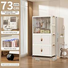 5/4/3/2/1 Layer Folding Wardrobe Closet, No Installation Required, Plastic Storage Cabinet For Baby Clothes, Household Use For Living Room And Bedroom