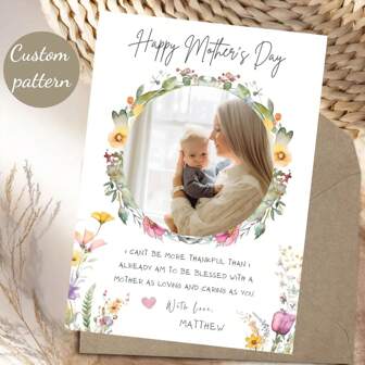 Carte de fête des mères personnalisable avec photo et message, carte de fête des mères florale, carte de fête des mères personnalisée avec photo, cadeau de fête des mères significatif