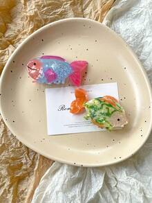 1pc Goldfish Shaped Hair Clip For Women, Decorative Hair Accessory Suitable For Commute,Hair Accessories,Hair Claw,Claw Clips,Hair Clutch,Hair Jaw Clip Fall Winter For Vacation Outfits Woman Summer Beach - Multicolor - View 8
