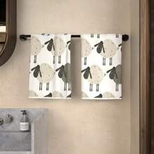 1pc/2pcs Sheep Pattern Kitchen Towels, Soft & Absorbent Machine Washable Polyester Dishcloth, Perfect For Kitchen Decor, Cooking.Baking, Holiday Decor & Bathroomssentials, TableDecor, Kitchen Supplies, Home Decoration, New Home Bathroom Housewarming Gift, Kitchen Towels - Multicolor - View 11