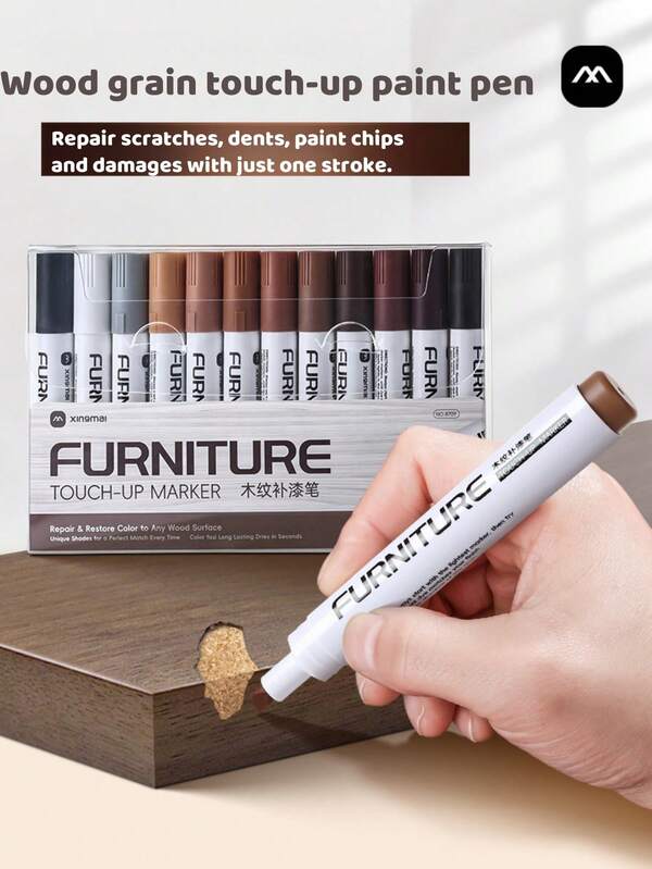 Juego de bolígrafo de pintura de retoque sin olor para reparar arañazos en madera y metal, de múltiples colores. Este kit de reparación de arañazos se adapta a diferentes necesidades, como reparar gabinetes, puertas, sofás, mesas y sillas, gabinetes de madera, pisos, interiores de automóviles, y bolsos. De secado rápido, con pintura de retoque y bastón de relleno. Listo para usar en casa.
