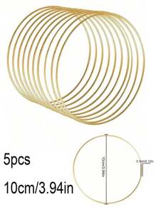5pcs Gold Metal Floral Hoop For Christmas DIY Wedding Wreaths, Dream Catchers, And Wall Hangings - Golden Craft Hoop Rings With Endless Creative Possibilities,Christmas