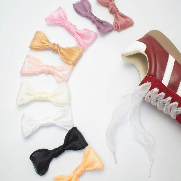 1 Par de Cadarços com Babado em Forma de Cauda de Peixe de Organza com 4cm de Largura