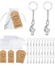 30pcs Musical Note Ship Aiming Keychain Pack - Keyring Packs With Organza Bags For Wedding, Christmas Party Favors, Music Symbol Decoration, And Thank You Gift Tags Summer Birthday Gifts Beach Back To School School Supplies Room Decor