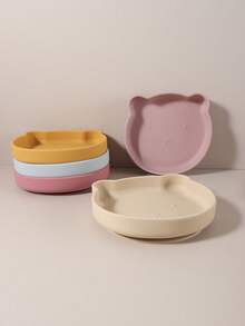 1pc Personalized Name Silicone Suction Bear Plate, Baby Infant Toddler Tableware, Kid Nursery Home Feeding Dish - Multicolor - View 4