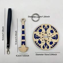 1セットポータブル木製糸ホルダー手首チャーム付き屋外用折りたたみ式糸ホルダー収納しやすいDIY編み物 - ブルー - チェックする 7