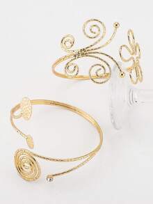 1pc Ladies' Armband, Simple Hollow Metal Butterfly Flower Opening Armband, Fashionable And Versatile Asymmetrical Armband - Multicolor - View 6