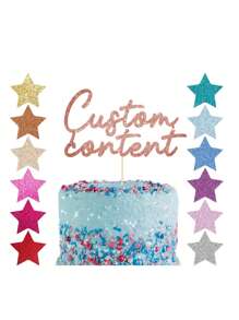 1pc Custom Glitter Cake Topper, Personalised Cake Topper, Any Words Cake Topper, Any Age & Name, Glitter Topper