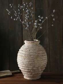 1pc 8.46 Inch Resin Vintage Rough Pottery Vase, Classic Home Flower Vase Decor Handmade Distressed Vase, Suitable For Indoor Flower Vase, Retro Handcraft Home Decor Room Decor Glass Vase - Multicolor - View 3