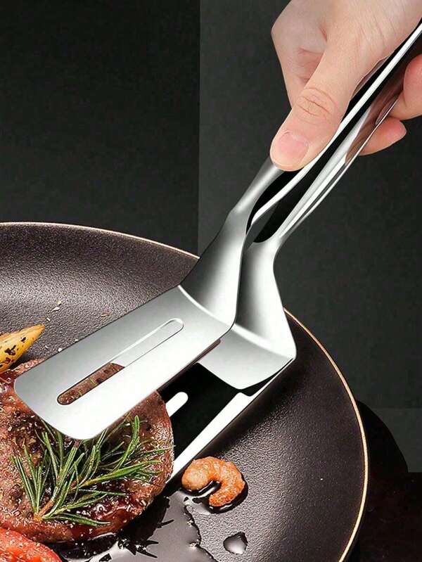 1 pieza de Pinzas multifuncionales de acero inoxidable para bistec y barbacoa, pinza para freír pescado, pinza para pan, adecuado para herramientas de cocina de camping