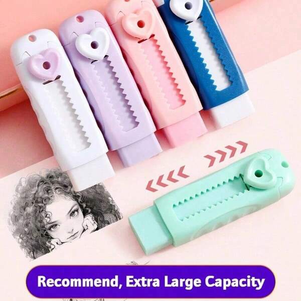 (1+2, A Total Of Three Eraser Cores) Simple And Creative Sliding Telescopic Eraser, Soft Push-Pull Type, Can Replace Multiple Additional Eraser Cores