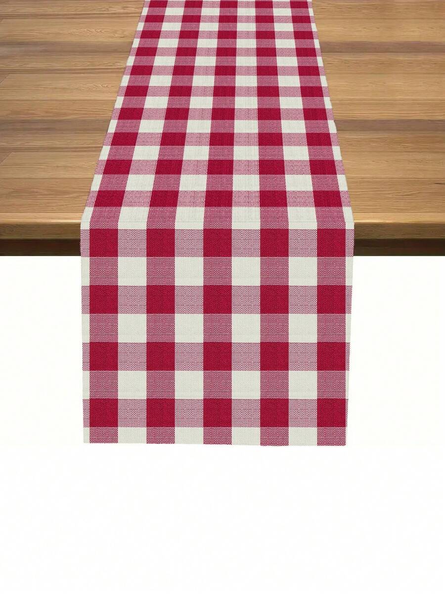 1 pieza Camino de mesa a cuadros, sencillo y versátil, adecuado para restaurante, cocina, fiesta al aire libre, rojo rosa - Rosa Fucsia - Ver 1