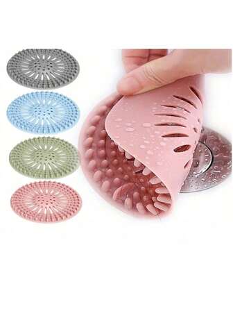 1pc/4pcs Bathroom Drain Hair Catcher Anti-Clogging Silicone Floor Drain Cover For Kitchen Sink Mesh Drain Filter
