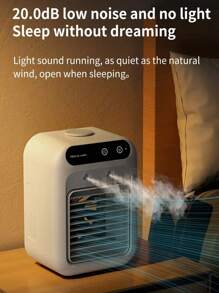 1 pieza Ventilador de aire acondicionado portátil, ventilador de escritorio, humidificador de escritorio y aire acondicionado frío, enfriador de aire con doble sistema de nebulización mejorado, adecuado para uso doméstico y de oficina, funcionamiento silencioso, ajuste de 2 velocidades, material plástico, batería de litio de 1800mAh/alimentado por USB - Opción ideal para humidificador de aire para el hogar y la oficina