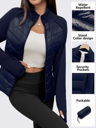 ASANDY 女士秋冬轻薄保暖修身腰部时尚夹棉大衣