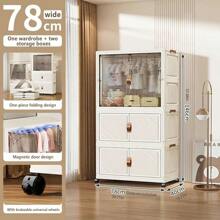 5/4/3/2/1 Layer Folding Wardrobe Closet, No Installation Required, Plastic Storage Cabinet For Baby Clothes, Household Use For Living Room And Bedroom
