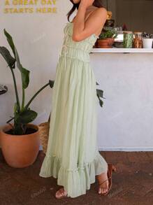 Vestido de tirantes elegante de unicolor para vacaciones en la playa, turismo, festival de música, Día de la Madre, temporada de graduación