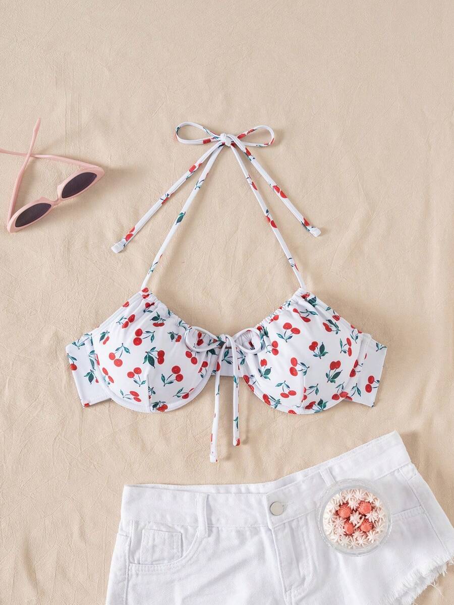 Women's Sexy Cherry Print Bikini Top